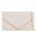 H&G Ladies Faux Suede Clutch Bag Envelope Metallic Frame Plain Design - Ivory