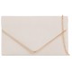 H&G Ladies Faux Suede Clutch Bag Envelope Metallic Frame Plain Design - Ivory