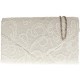 H&G Ladies Satin Lace Clutch Bag Envelope Design - Ivory