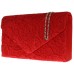 H&G Ladies Satin Lace Clutch Bag Envelope Design - Red