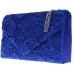 H&G Ladies Satin Lace Clutch Bag Envelope Design - Royal Blue