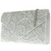 H&G Ladies Satin Lace Clutch Bag Envelope Design - Silver