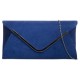 Ladies Medium Sized Faux Suede Envelope Clutch Bag - Royal Blue